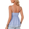 image:imageLYANER Womens Sexy Deep V Neck Babydoll Tank Top Spaghetti Strap Tie Front Flowy Peplum Cami Going Out TopsSolid Light Blue