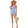 image:imageLYANER Womens Sexy Deep V Neck Babydoll Tank Top Spaghetti Strap Tie Front Flowy Peplum Cami Going Out TopsSolid Light Blue