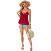 image:imageLYANER Womens Sexy Deep V Neck Babydoll Tank Top Spaghetti Strap Tie Front Flowy Peplum Cami Going Out TopsSolid Red
