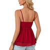 image:imageLYANER Womens Sexy Deep V Neck Babydoll Tank Top Spaghetti Strap Tie Front Flowy Peplum Cami Going Out TopsSolid Red