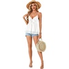 image:imageLYANER Womens Sexy Deep V Neck Babydoll Tank Top Spaghetti Strap Tie Front Flowy Peplum Cami Going Out TopsSolid White