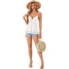 image:imageLYANER Womens Sexy Deep V Neck Babydoll Tank Top Spaghetti Strap Tie Front Flowy Peplum Cami Going Out TopsWhite