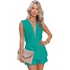image:imageLYANER Womens Sexy Deep V Neck Sleeveless Backless Blazer Romper Short JumpsuitDark Pea Green