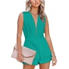 image:imageLYANER Womens Sexy Deep V Neck Sleeveless Backless Blazer Romper Short JumpsuitDark Pea Green