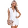 image:imageLYANER Womens Sexy Deep V Neck Sleeveless Backless Blazer Romper Short JumpsuitWhite