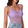 image:imageLYANER Womens Sexy Floral Lace Tops Scallop Strap Sleeveless See Through Sheer Tank Top Cami ShirtLight Purple