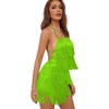 image:imageLYANER Womens Sexy Fringe Halter Waist Tie Back Sleeveless Romper Jumpsuit PlaysuitsYellow Green