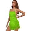 image:imageLYANER Womens Sexy Fringe Halter Waist Tie Back Sleeveless Romper Jumpsuit PlaysuitsYellow Green