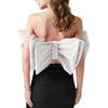 image:imageLYANER Womens Sexy Layer Bow Tie Tube Crop Top Sleeveless Strapless Print Party Fluffy Tank TopWhite