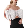 image:imageLYANER Womens Sexy Layer Bow Tie Tube Crop Top Sleeveless Strapless Print Party Fluffy Tank TopWhite