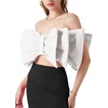 image:imageLYANER Womens Sexy Layer Bow Tie Tube Crop Top Sleeveless Strapless Print Party Fluffy Tank TopWhite