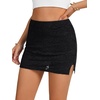 image:imageLYANER Womens Sheer Mesh Lace Mini Skirt Sexy Floral Side Slit Lined Short SkirtBlack