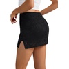image:imageLYANER Womens Sheer Mesh Lace Mini Skirt Sexy Floral Side Slit Lined Short SkirtBlack