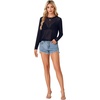 image:imageLYANER Womens Sheer Mesh Long Sleeve Round Neck Sexy See Through Blouse Shirt TopDark Blue