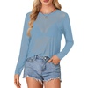 image:imageLYANER Womens Sheer Mesh Long Sleeve Round Neck Sexy See Through Blouse Shirt TopSky Blue01