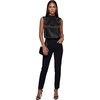 image:imageLYANER Womens Silky Satin Pleated Front Mock Neck Sleeveless Business Casual Tank TopsBlack