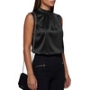 image:imageLYANER Womens Silky Satin Pleated Front Mock Neck Sleeveless Business Casual Tank TopsBlack