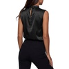 image:imageLYANER Womens Silky Satin Pleated Front Mock Neck Sleeveless Business Casual Tank TopsBlack