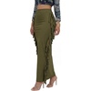 image:imageLYANER Womens Skirt Fringe Side Tassel Elastic Waist Slim Bodycon Long Maxi Pencil Skirts for ClubArmy Green