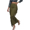 image:imageLYANER Womens Skirt Fringe Side Tassel Elastic Waist Slim Bodycon Long Maxi Pencil Skirts for ClubArmy Green