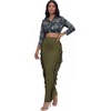 image:imageLYANER Womens Skirt Fringe Side Tassel Elastic Waist Slim Bodycon Long Maxi Pencil Skirts for ClubArmy Green