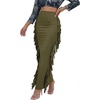image:imageLYANER Womens Skirt Fringe Side Tassel Elastic Waist Slim Bodycon Long Maxi Pencil Skirts for ClubArmy Green