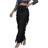image:imageLYANER Womens Skirt Fringe Side Tassel Elastic Waist Slim Bodycon Long Maxi Pencil Skirts for ClubBlack