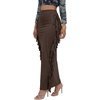 image:imageLYANER Womens Skirt Fringe Side Tassel Elastic Waist Slim Bodycon Long Maxi Pencil Skirts for ClubDark Brown