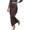 image:imageLYANER Womens Skirt Fringe Side Tassel Elastic Waist Slim Bodycon Long Maxi Pencil Skirts for ClubDark Brown