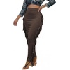 image:imageLYANER Womens Skirt Fringe Side Tassel Elastic Waist Slim Bodycon Long Maxi Pencil Skirts for ClubDark Brown