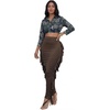 image:imageLYANER Womens Skirt Fringe Side Tassel Elastic Waist Slim Bodycon Long Maxi Pencil Skirts for ClubDark Brown