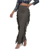 image:imageLYANER Womens Skirt Fringe Side Tassel Elastic Waist Slim Bodycon Long Maxi Pencil Skirts for ClubDark Gray
