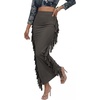 image:imageLYANER Womens Skirt Fringe Side Tassel Elastic Waist Slim Bodycon Long Maxi Pencil Skirts for ClubDark Gray