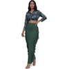 image:imageLYANER Womens Skirt Fringe Side Tassel Elastic Waist Slim Bodycon Long Maxi Pencil Skirts for ClubDark Green