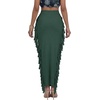 image:imageLYANER Womens Skirt Fringe Side Tassel Elastic Waist Slim Bodycon Long Maxi Pencil Skirts for ClubDark Green