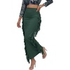 image:imageLYANER Womens Skirt Fringe Side Tassel Elastic Waist Slim Bodycon Long Maxi Pencil Skirts for ClubDark Green