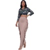 image:imageLYANER Womens Skirt Fringe Side Tassel Elastic Waist Slim Bodycon Long Maxi Pencil Skirts for ClubDusty Pink