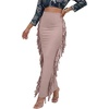 image:imageLYANER Womens Skirt Fringe Side Tassel Elastic Waist Slim Bodycon Long Maxi Pencil Skirts for ClubDusty Pink