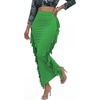 image:imageLYANER Womens Skirt Fringe Side Tassel Elastic Waist Slim Bodycon Long Maxi Pencil Skirts for ClubGrass Green