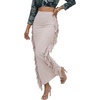 image:imageLYANER Womens Skirt Fringe Side Tassel Elastic Waist Slim Bodycon Long Maxi Pencil Skirts for ClubGrey Apricot