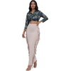 image:imageLYANER Womens Skirt Fringe Side Tassel Elastic Waist Slim Bodycon Long Maxi Pencil Skirts for ClubGrey Apricot