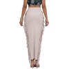 image:imageLYANER Womens Skirt Fringe Side Tassel Elastic Waist Slim Bodycon Long Maxi Pencil Skirts for ClubGrey Apricot
