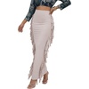 image:imageLYANER Womens Skirt Fringe Side Tassel Elastic Waist Slim Bodycon Long Maxi Pencil Skirts for ClubGrey Apricot