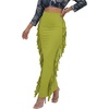 image:imageLYANER Womens Skirt Fringe Side Tassel Elastic Waist Slim Bodycon Long Maxi Pencil Skirts for ClubLight Green