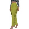 image:imageLYANER Womens Skirt Fringe Side Tassel Elastic Waist Slim Bodycon Long Maxi Pencil Skirts for ClubLight Green