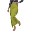 image:imageLYANER Womens Skirt Fringe Side Tassel Elastic Waist Slim Bodycon Long Maxi Pencil Skirts for ClubLight Green