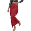 image:imageLYANER Womens Skirt Fringe Side Tassel Elastic Waist Slim Bodycon Long Maxi Pencil Skirts for ClubLight Wine