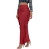image:imageLYANER Womens Skirt Fringe Side Tassel Elastic Waist Slim Bodycon Long Maxi Pencil Skirts for ClubLight Wine