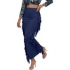 image:imageLYANER Womens Skirt Fringe Side Tassel Elastic Waist Slim Bodycon Long Maxi Pencil Skirts for ClubNavy Blue