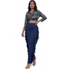 image:imageLYANER Womens Skirt Fringe Side Tassel Elastic Waist Slim Bodycon Long Maxi Pencil Skirts for ClubNavy Blue